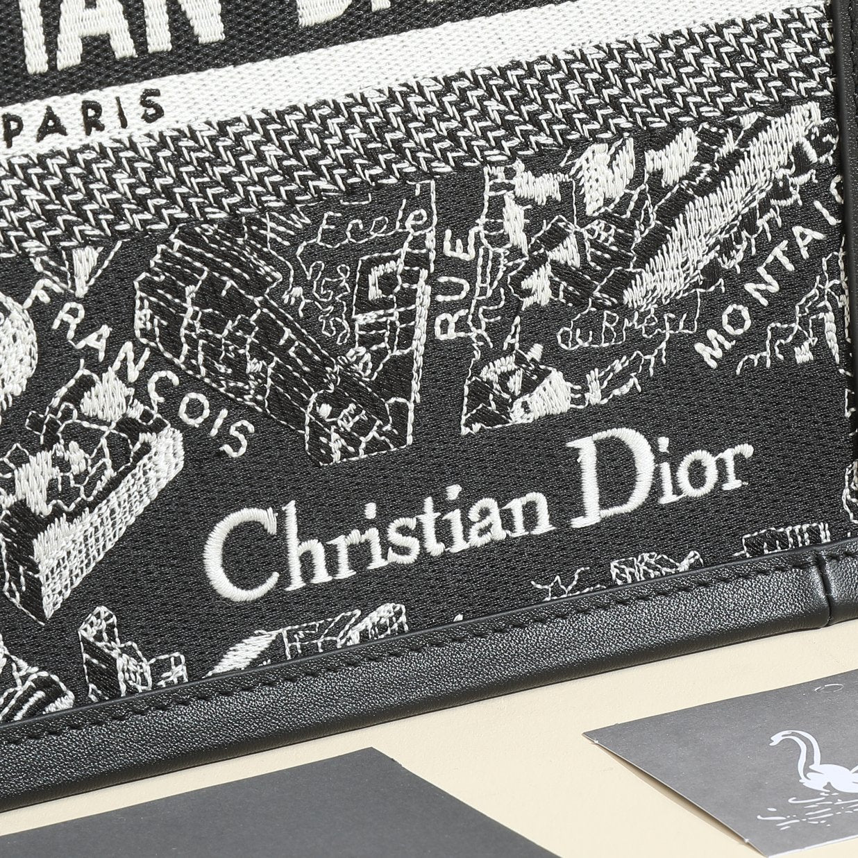 Women's Paris Map Embroidered Book Tote – Black
