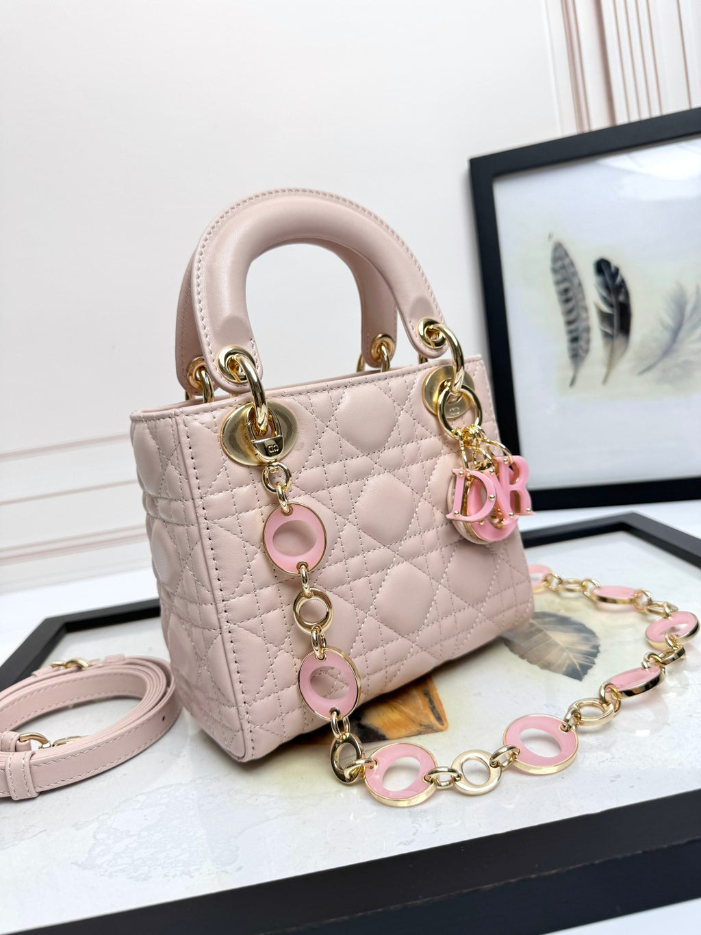 Women's Quilted Cannage Mini Handbag – Blush Pink