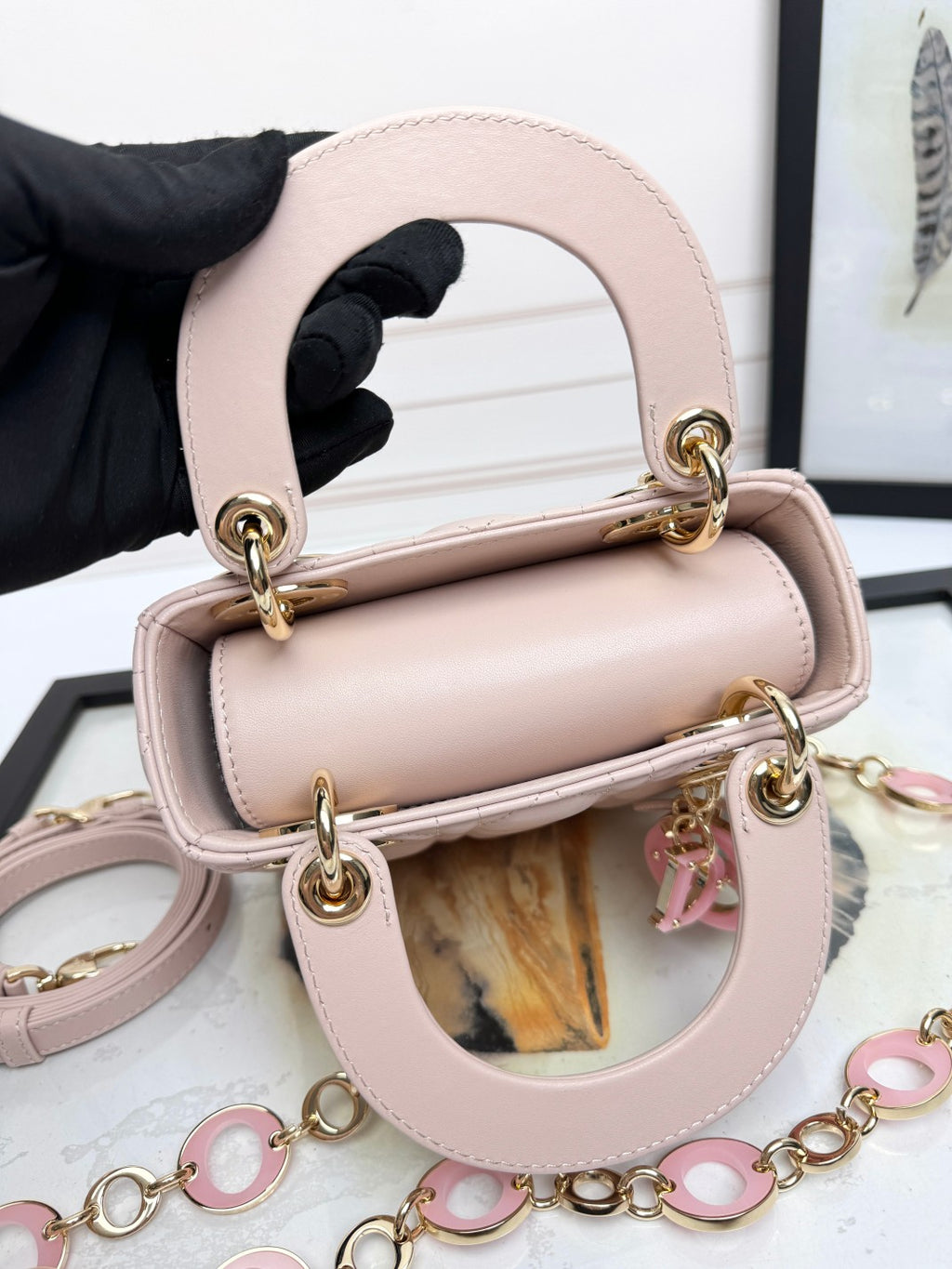 Women's Quilted Cannage Mini Handbag – Blush Pink