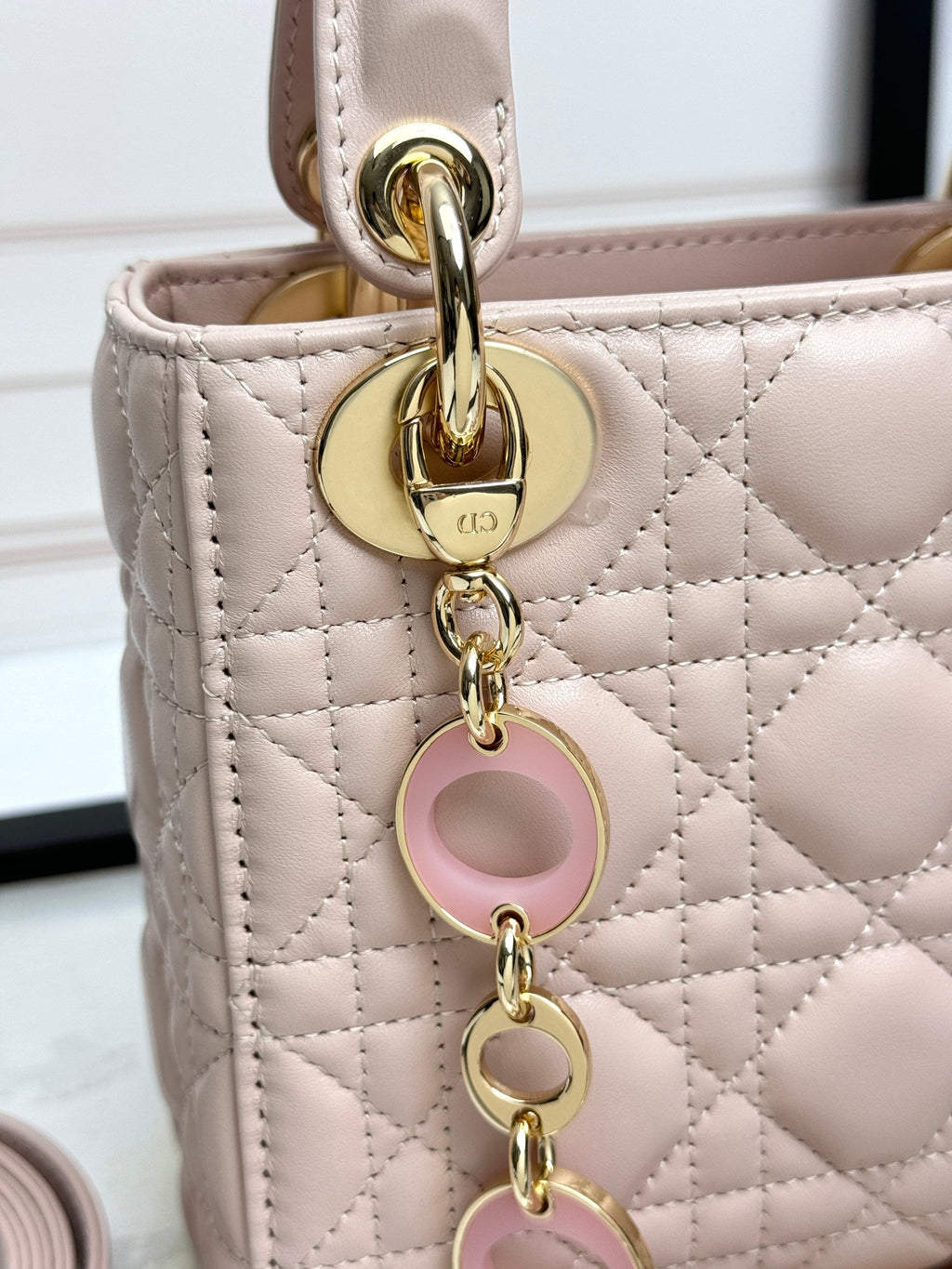 Women's Quilted Cannage Mini Handbag – Blush Pink