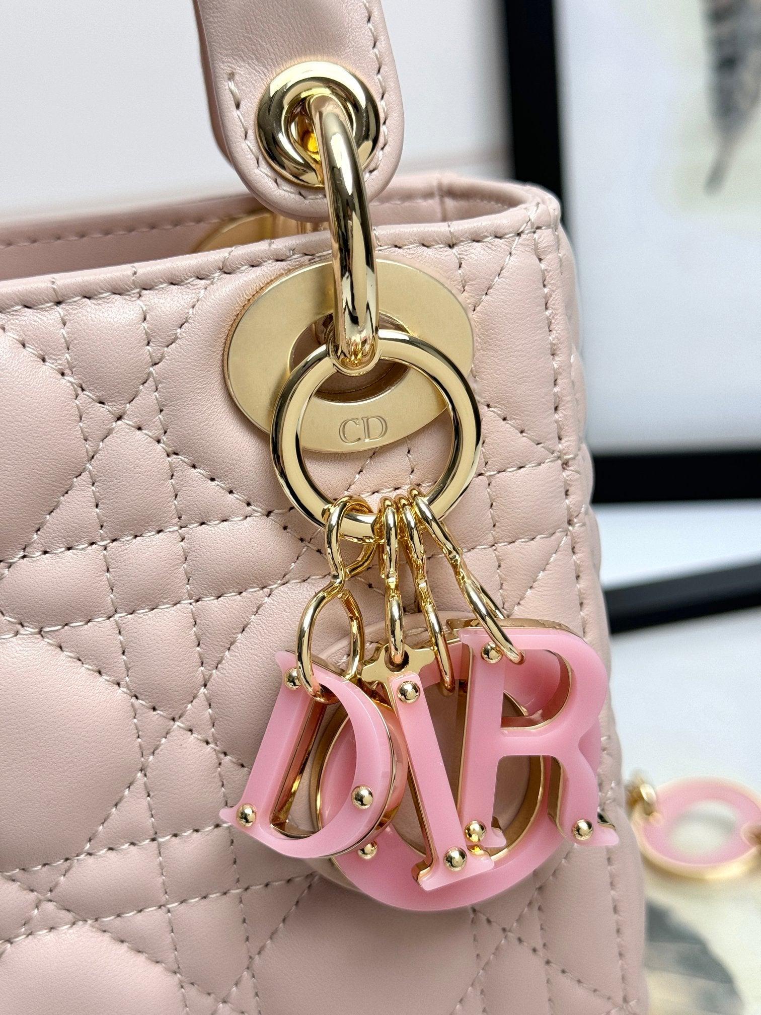 Women's Quilted Cannage Mini Handbag – Blush Pink