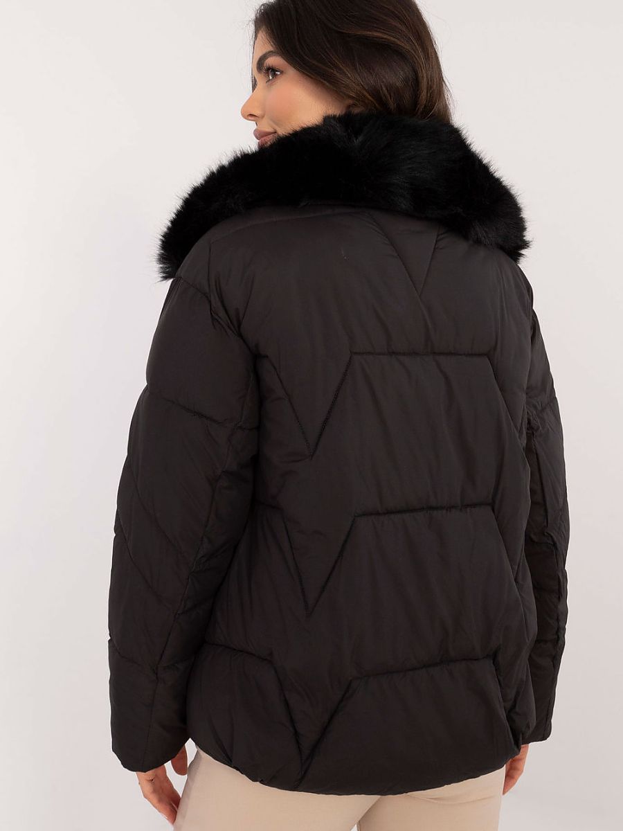 Chaqueta Casual Acolchada con Cuello de Piel