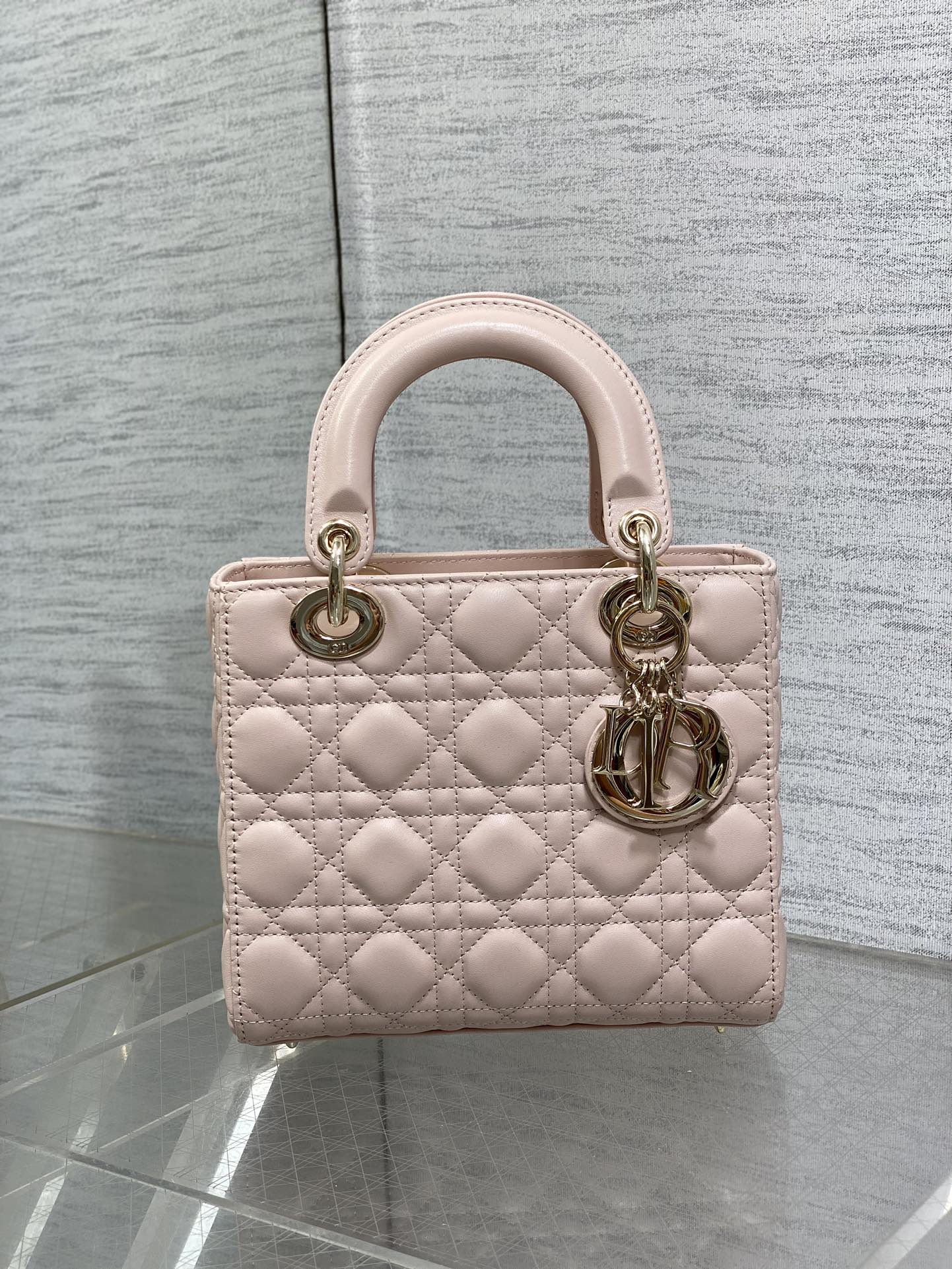 Women's Quilted Cannage Mini Handbag – Powder Pink