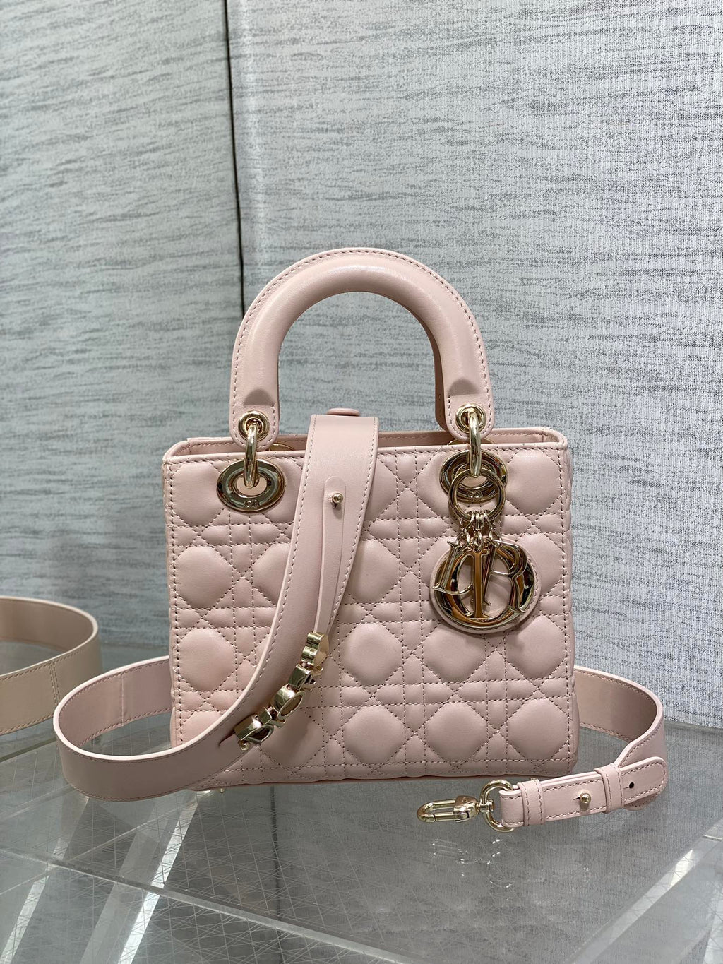 Women's Quilted Cannage Mini Handbag – Powder Pink