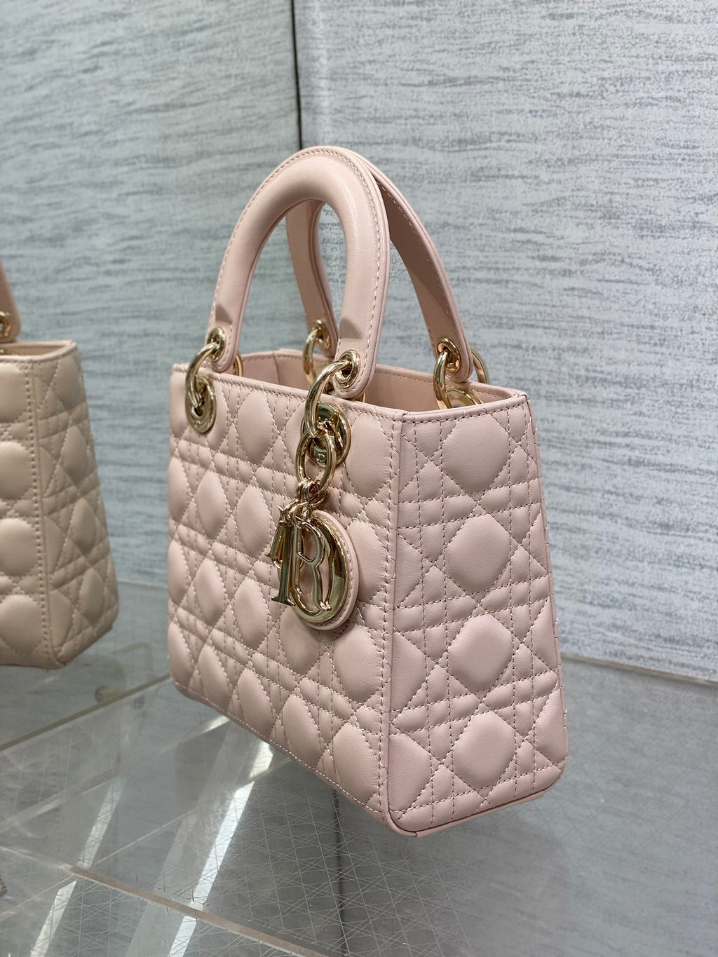Women's Quilted Cannage Mini Handbag – Powder Pink
