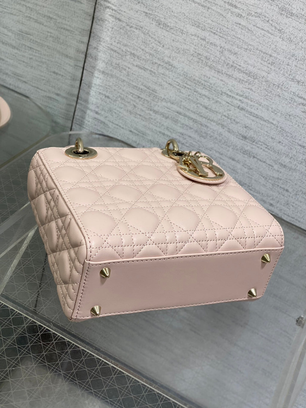 Women's Quilted Cannage Mini Handbag – Powder Pink