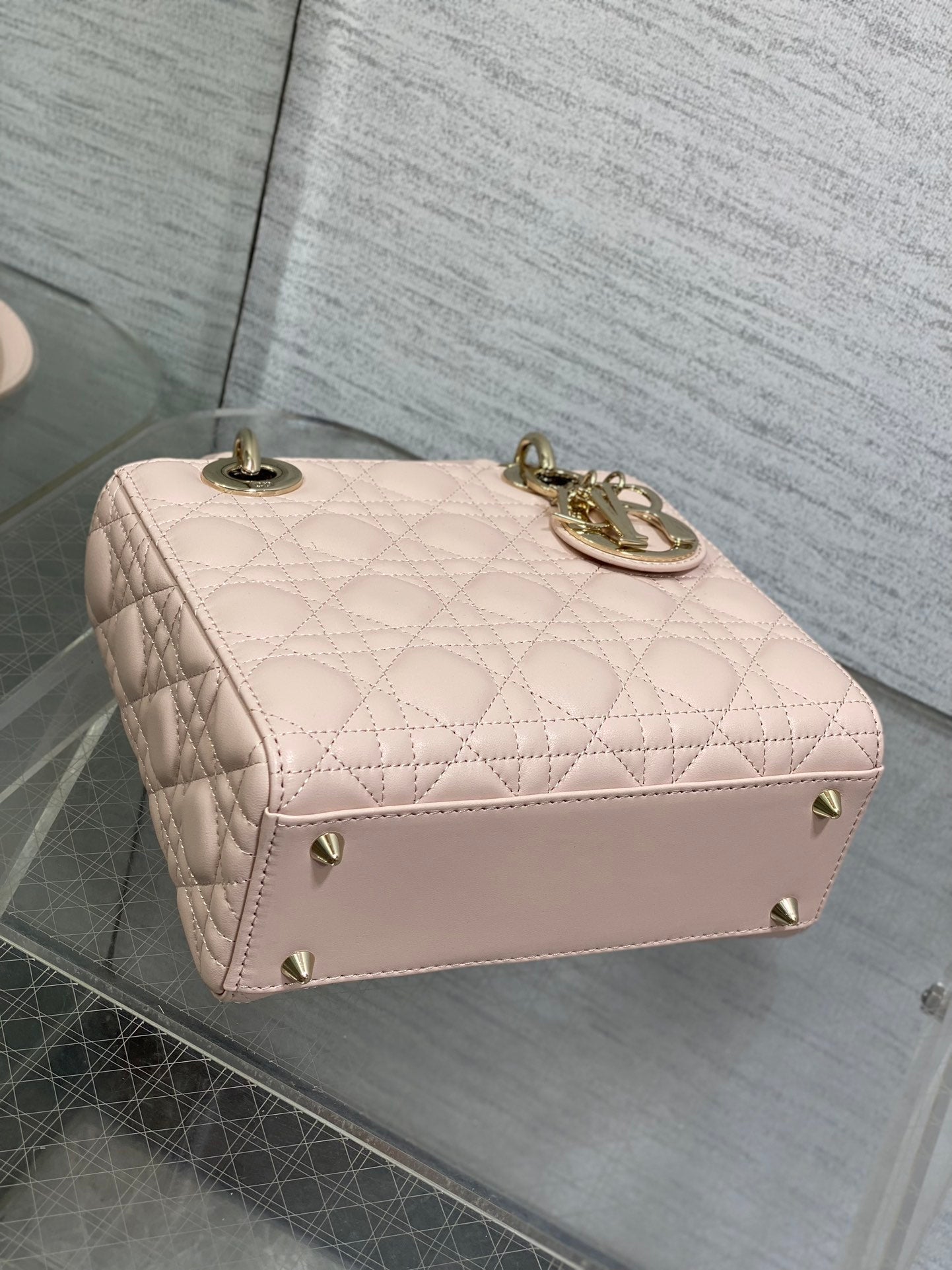 Women's Quilted Cannage Mini Handbag – Powder Pink