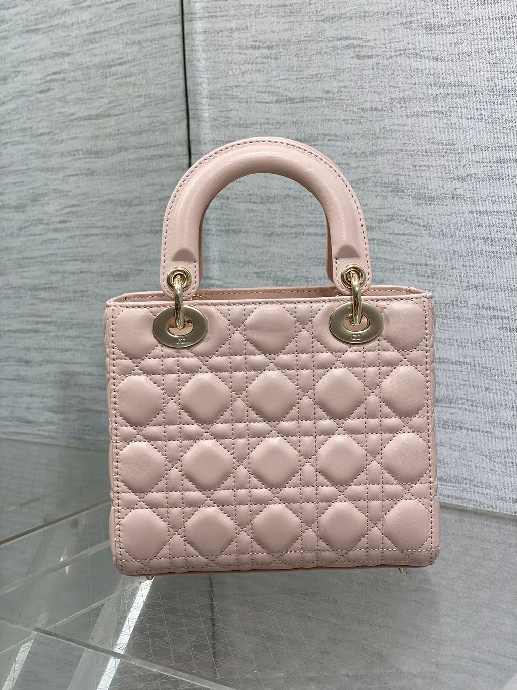 Women's Quilted Cannage Mini Handbag – Powder Pink