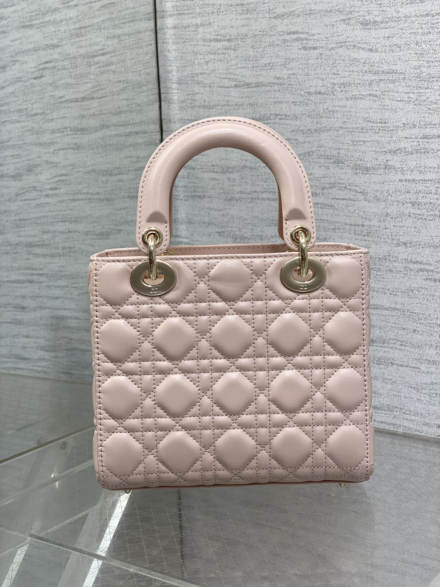 Women's Quilted Cannage Mini Handbag – Powder Pink