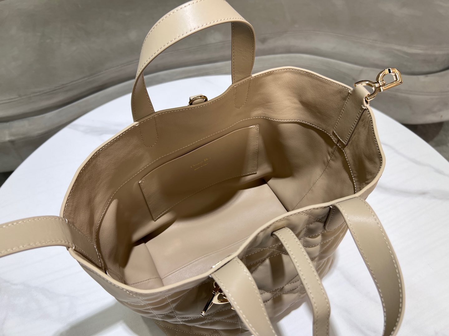 Women's Quilted Cannage Tote Bag – Cream