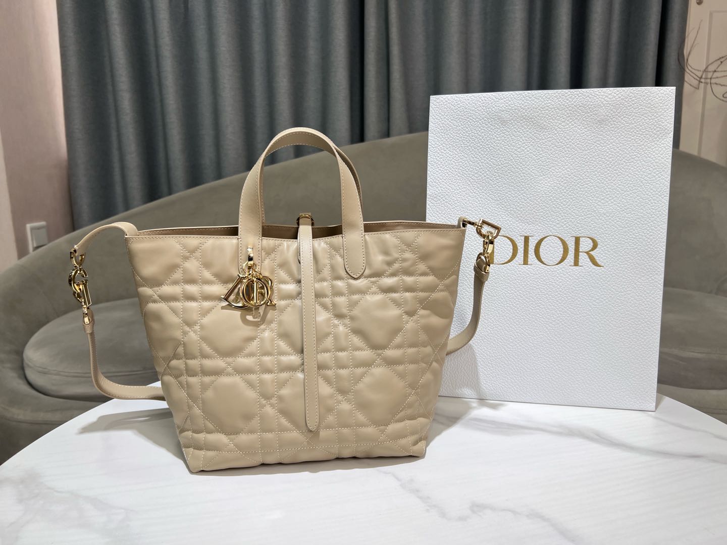 Women's Quilted Cannage Tote Bag – Cream